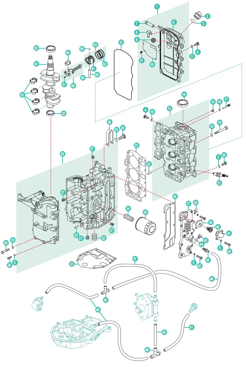 Parsun F30, F40, F15Pro Motorblock