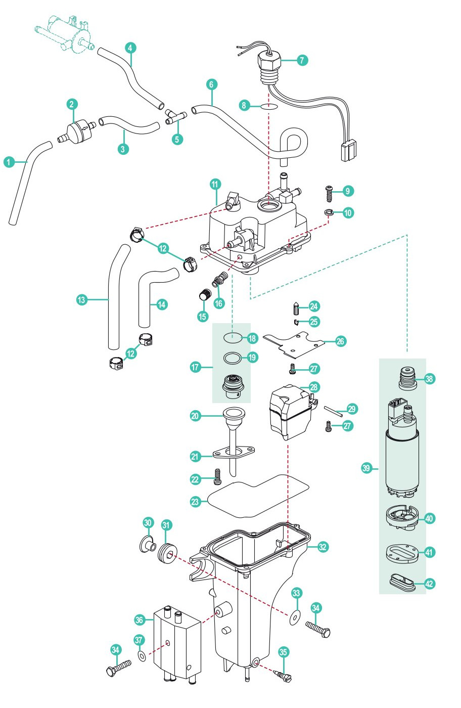 Parsun F50 EFI, F60 EFI, F40(Pro) - Elektrische Kraftstoffpumpe
