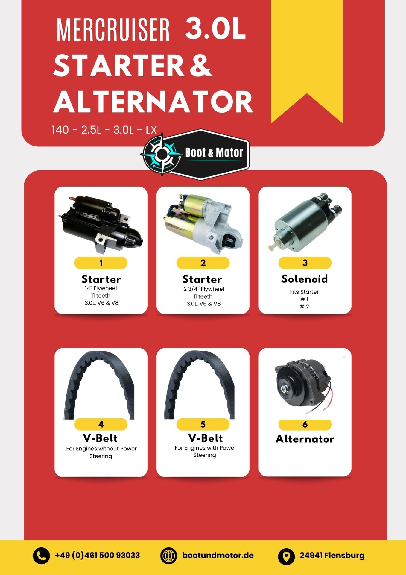 3.0L Anlasser, Lichtmaschine und Keilriemen