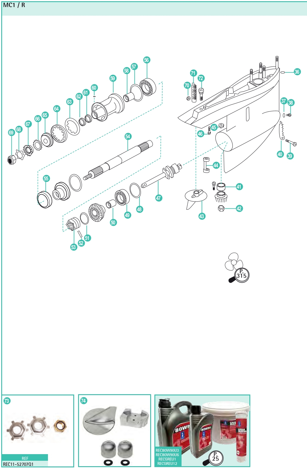 Mercruiser Unterwasserteil Alpha one Gen. 1 (Propellerwelle) MR