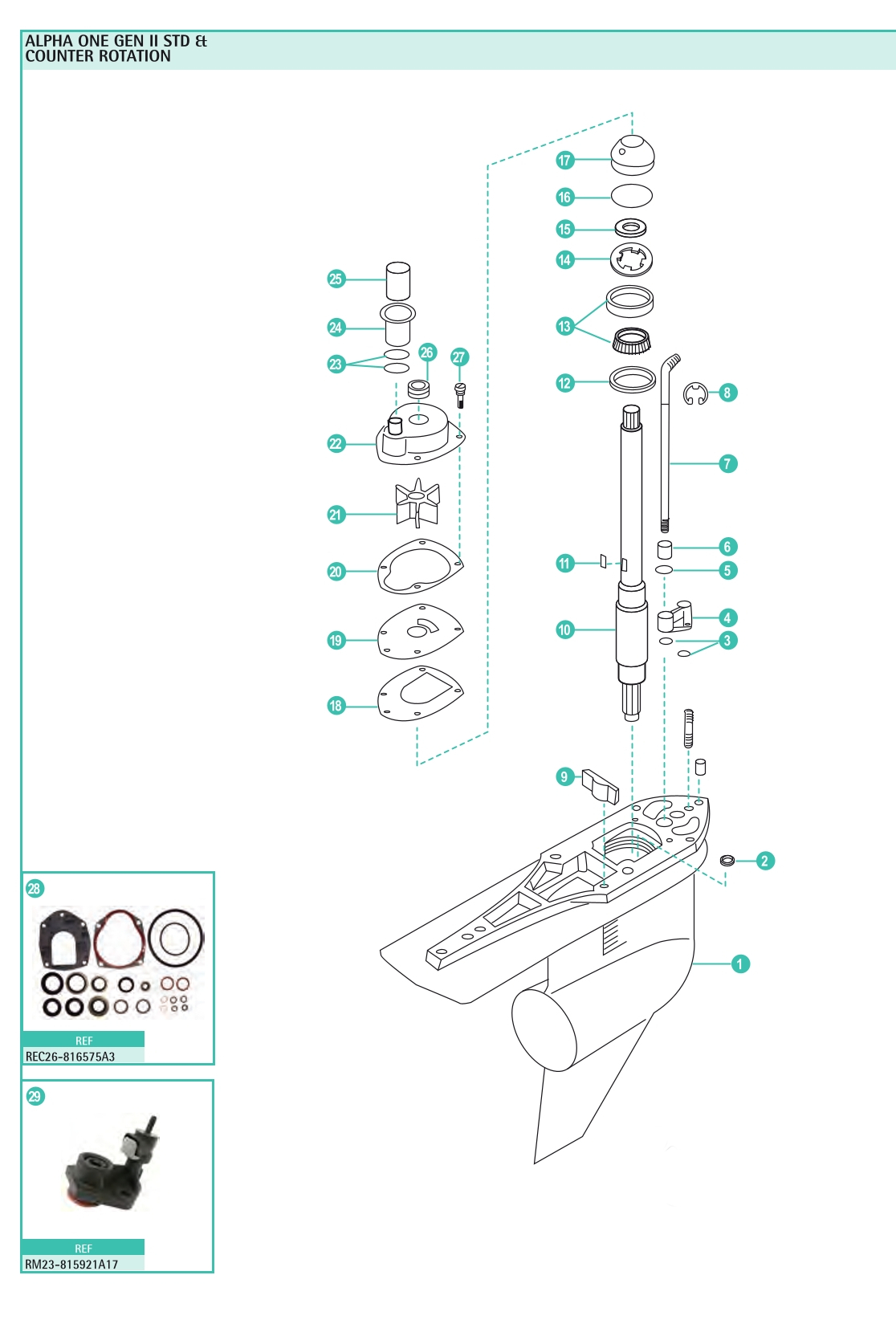 Mercruiser Alpha one Gen. 2 Unterwasserteil  Std. und Counter Rotation