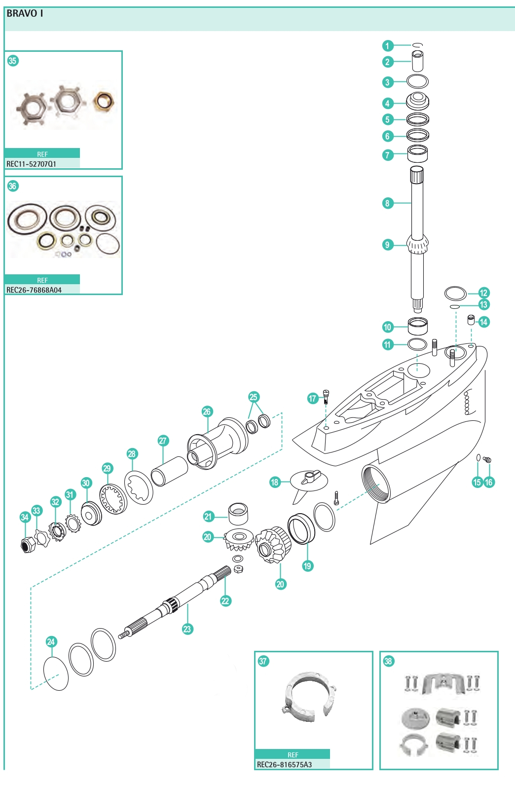Mercruiser Bravo 1 Unterwasserteil Ersatzteile