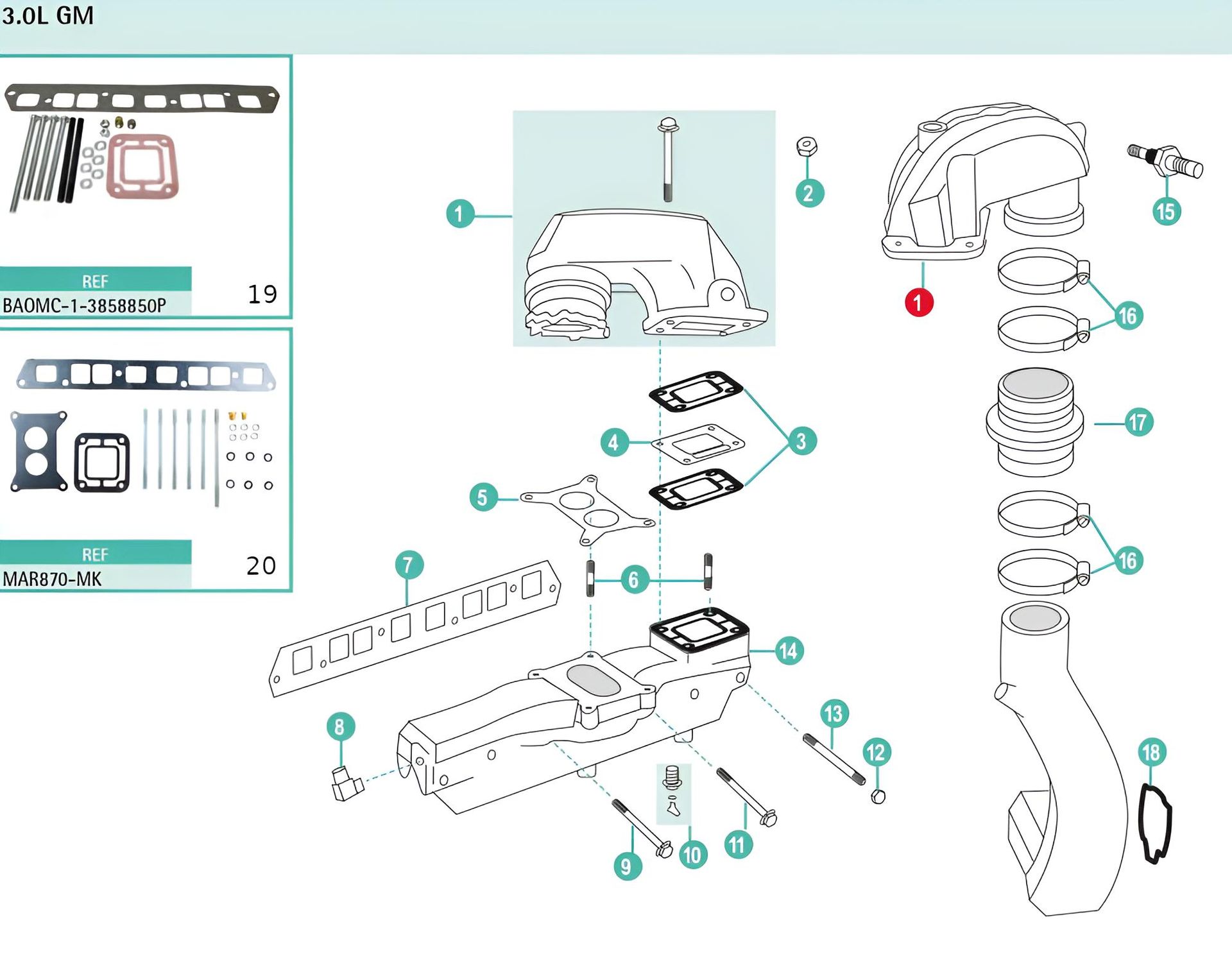 Abgaskrümmer Volvo Penta GM 3.0L
