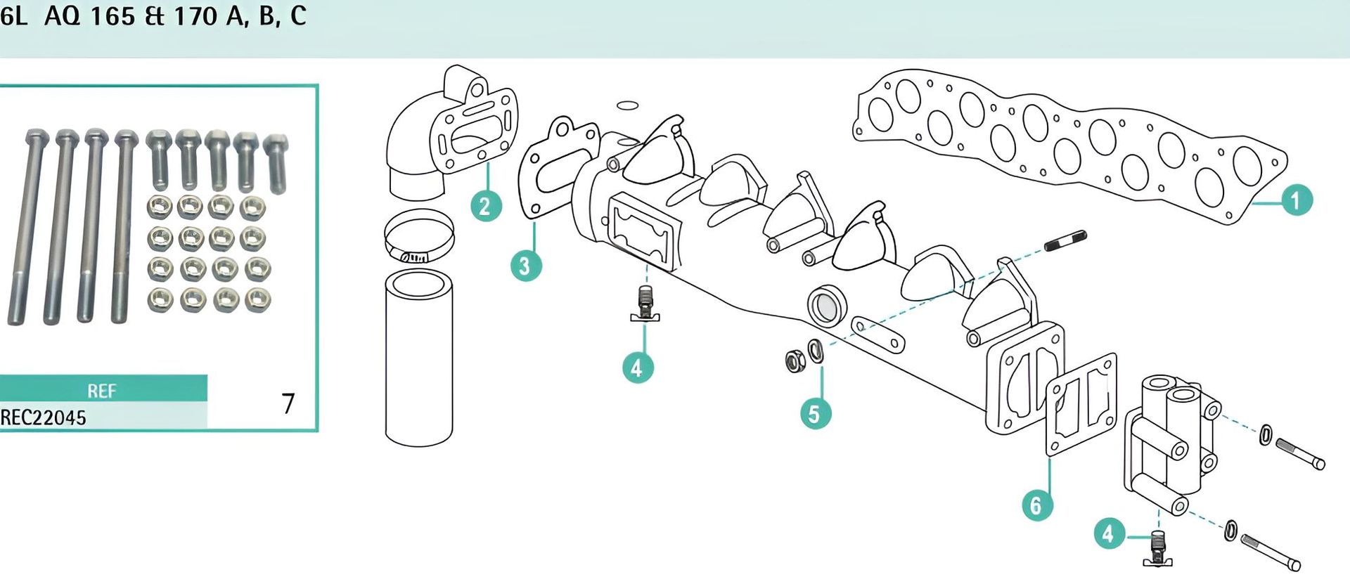 Abgaskrümmer Volvo Penta AQ165 & AQ170