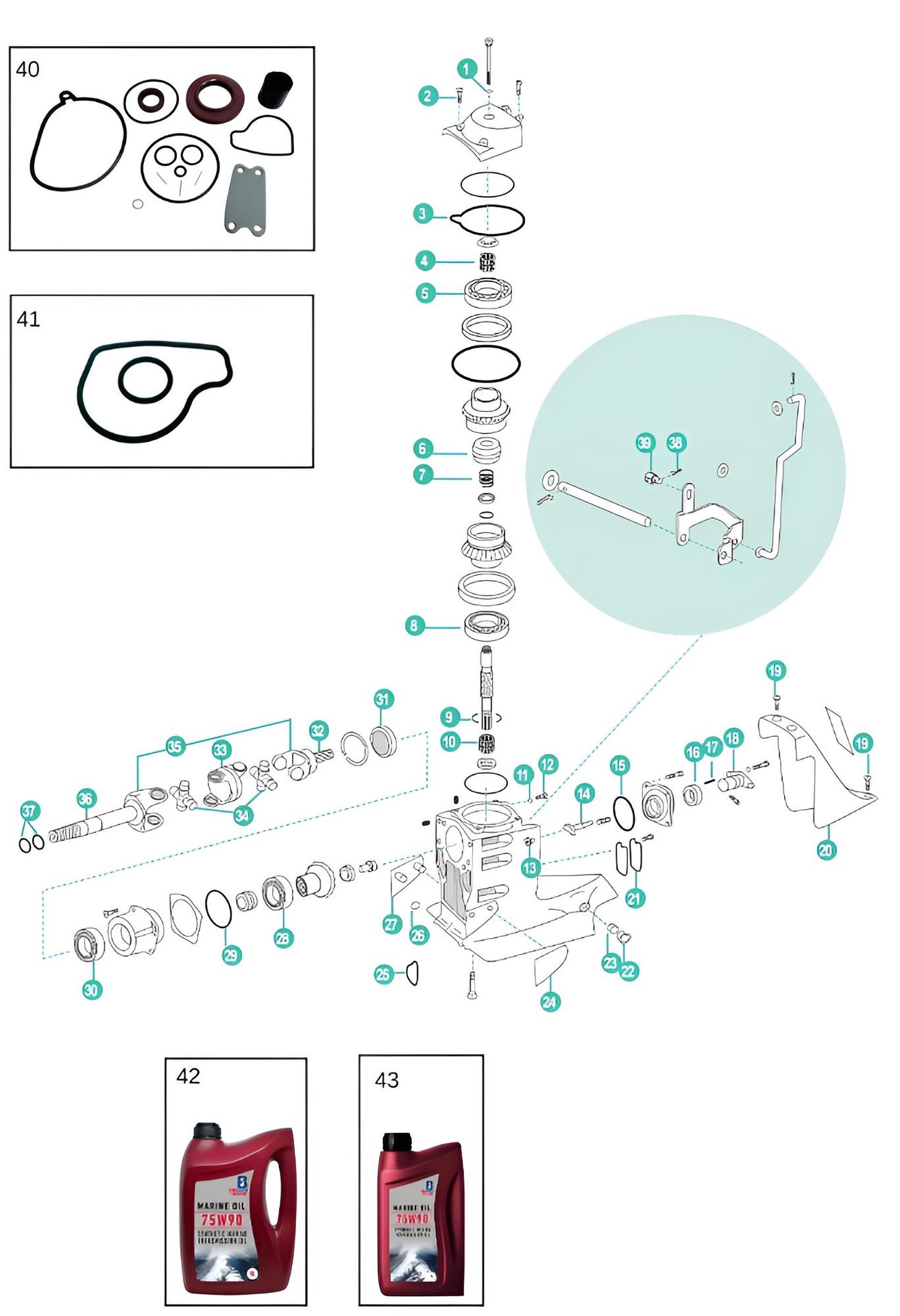 Volvo Penta SX Antrieb Ersatzteile Oberteil