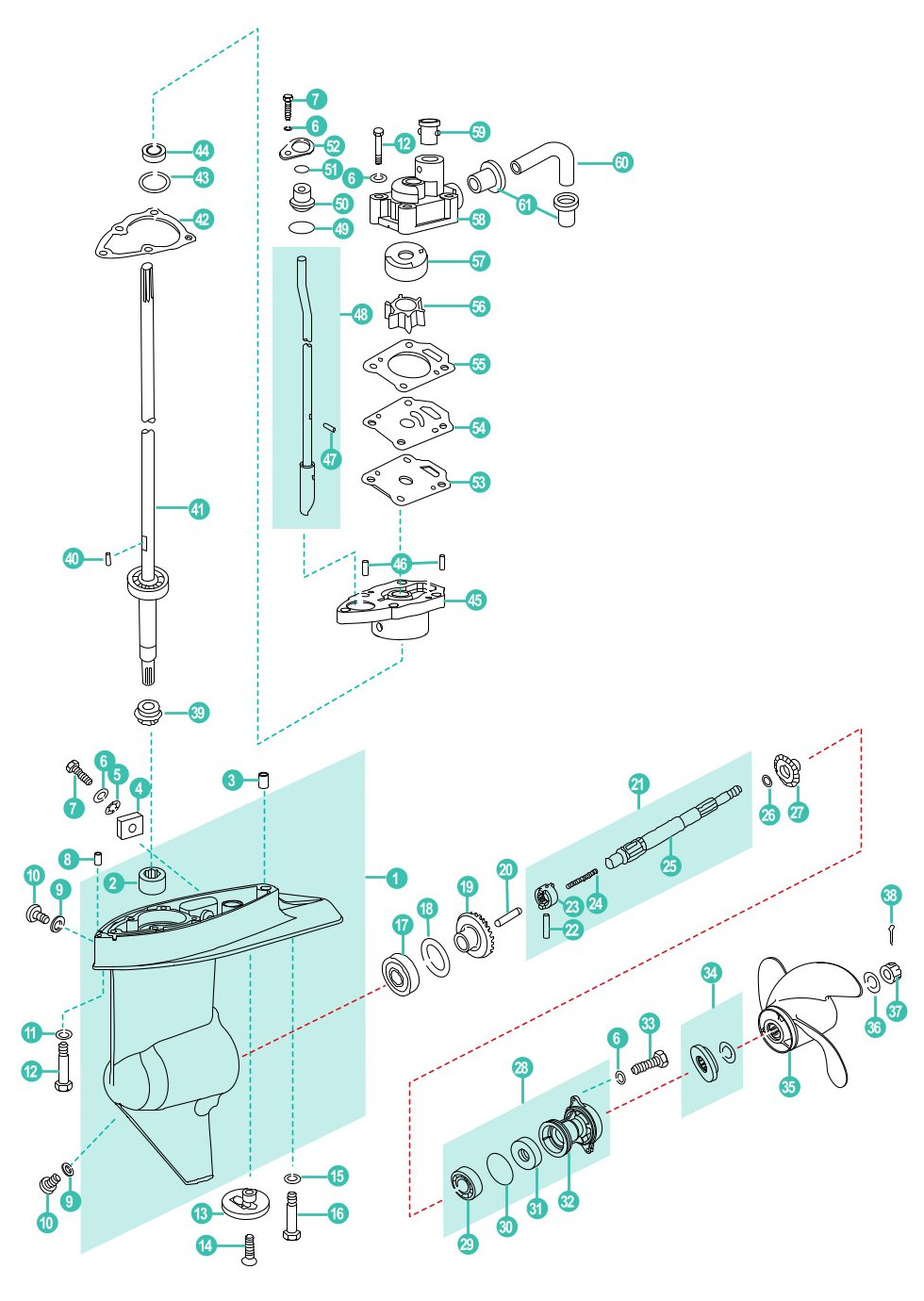 Parsun F6A - Unterwasserteil