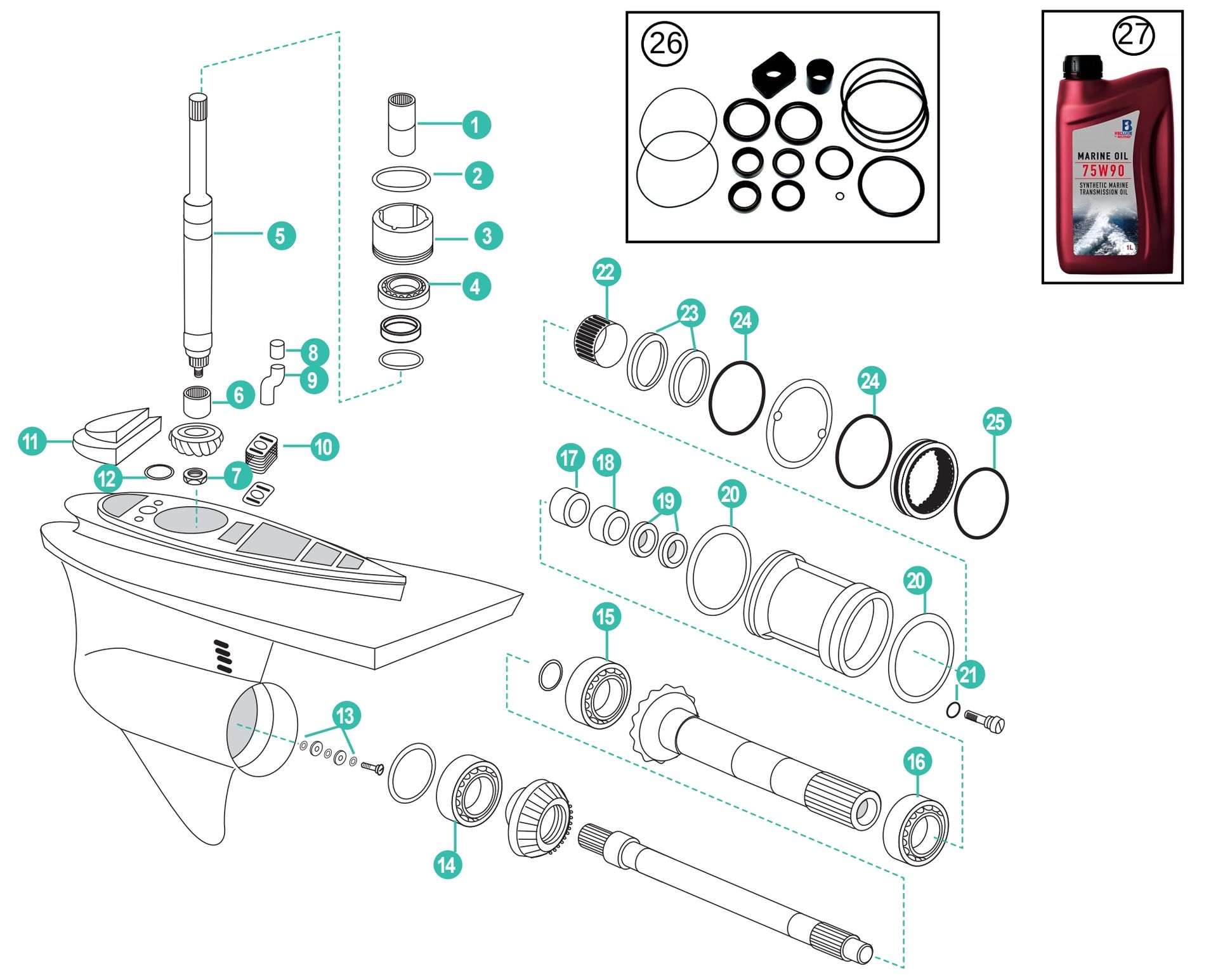 Volvo Penta DPS Antrieb Ersatzteile Unterwasserteil