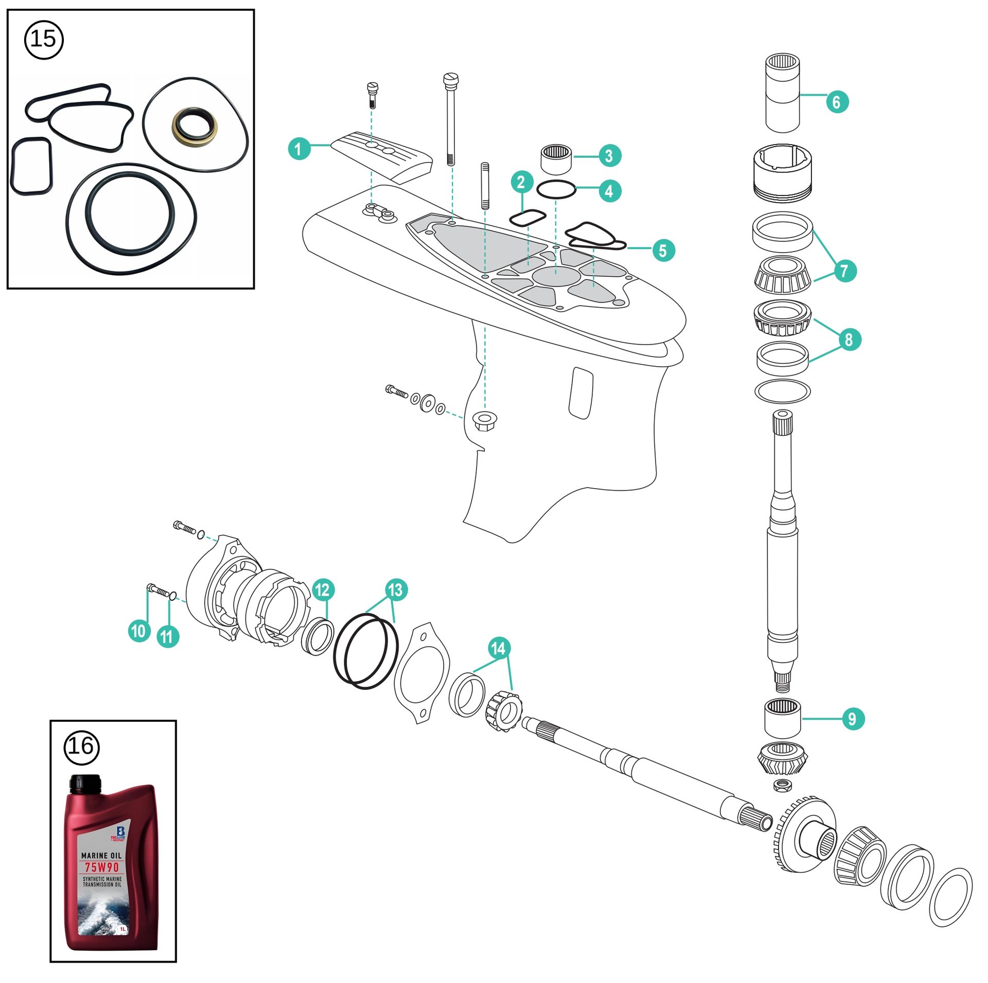 Volvo Penta SX-A Antrieb Ersatzteile Unterwasserteil