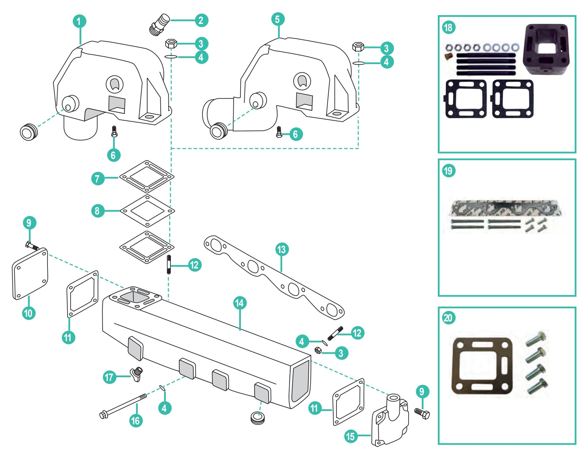 Ford 5.0L & 5.8L Ersatzteile für die Abgasanlage Mercruiser