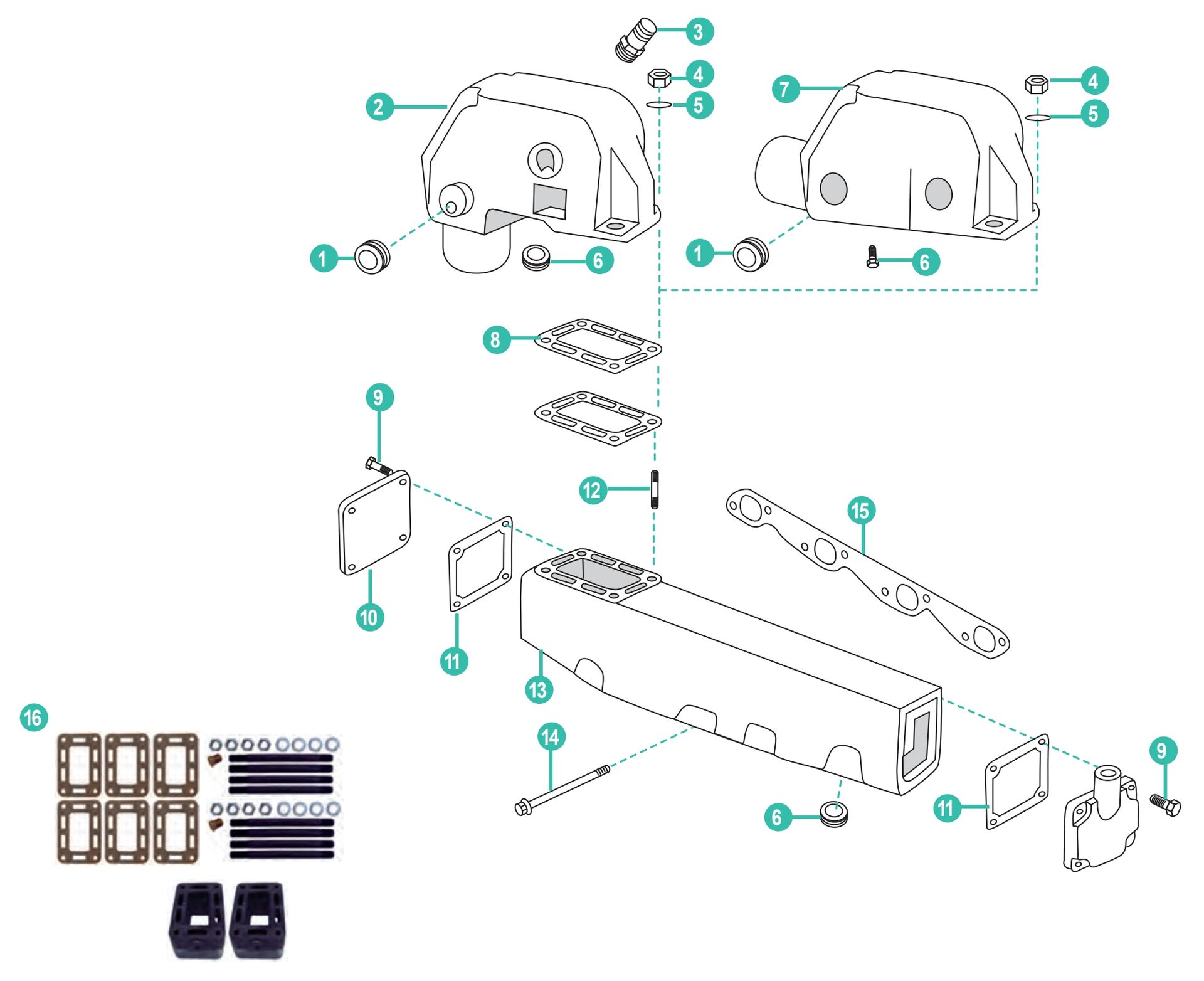 Mercruiser Ersatzteile für Abgasanlage GM MIE,TRS GM 305 & 350