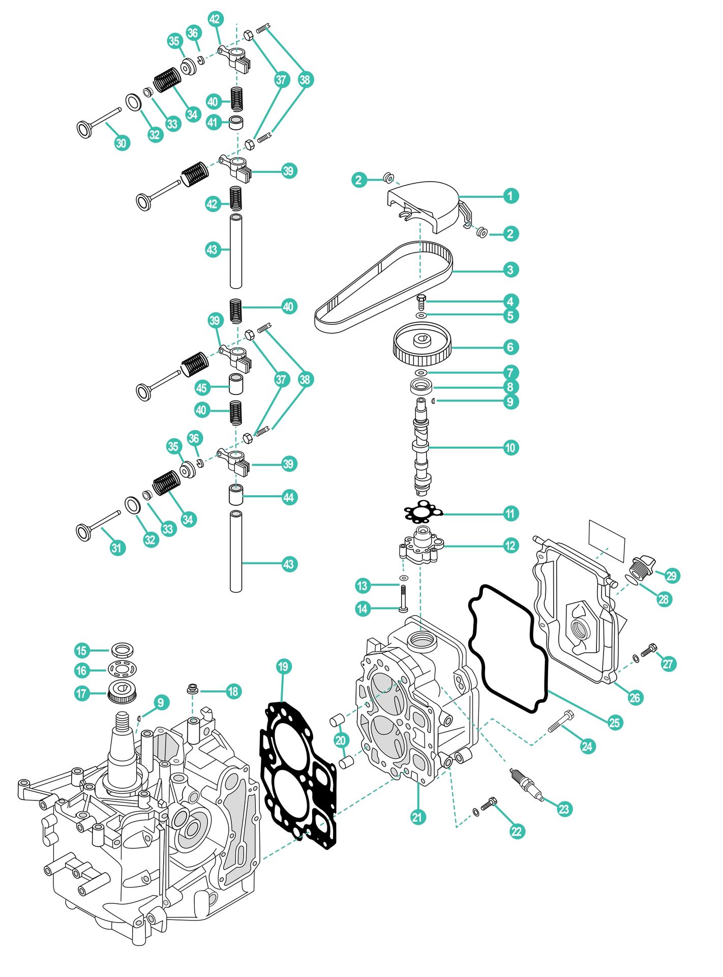 Mercury 8PS, 9.9PS, 15.5PS, 15PS 4 Takt Aussenborder Ersatzteile für den Kraftkopf Ventilsteuerung