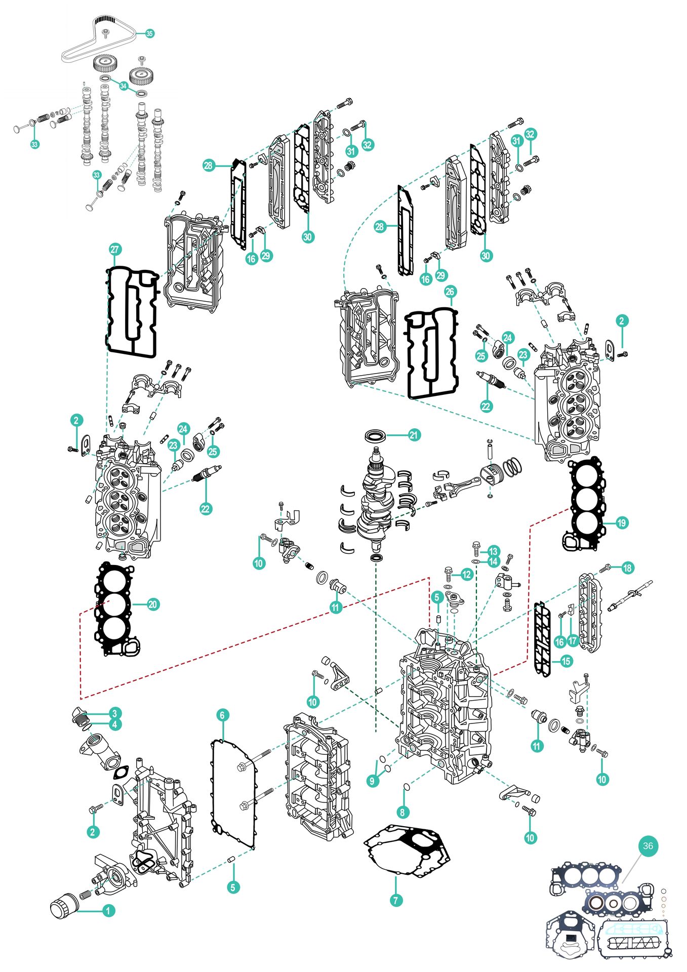 Mercury 225 EFI V6 0T653945+ - 4 Takt Aussenborder Ersatzteile für den Kraftkopf
