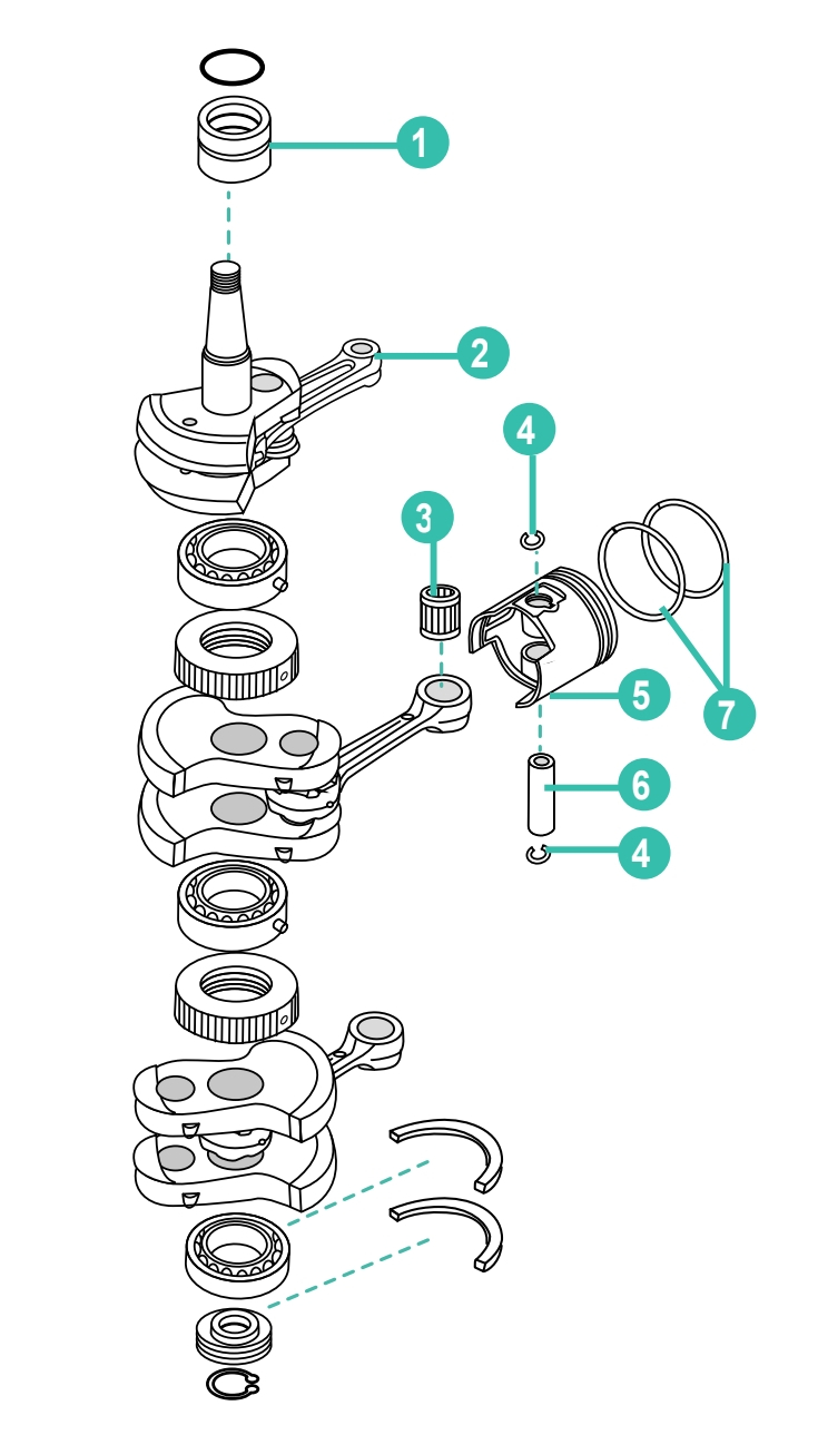 40HP LIGHTNING / XR / MXL MARATHON (INTER.) 50HP MH Kraftkopf Ersatzteile 2-Takt 3 Zylinder