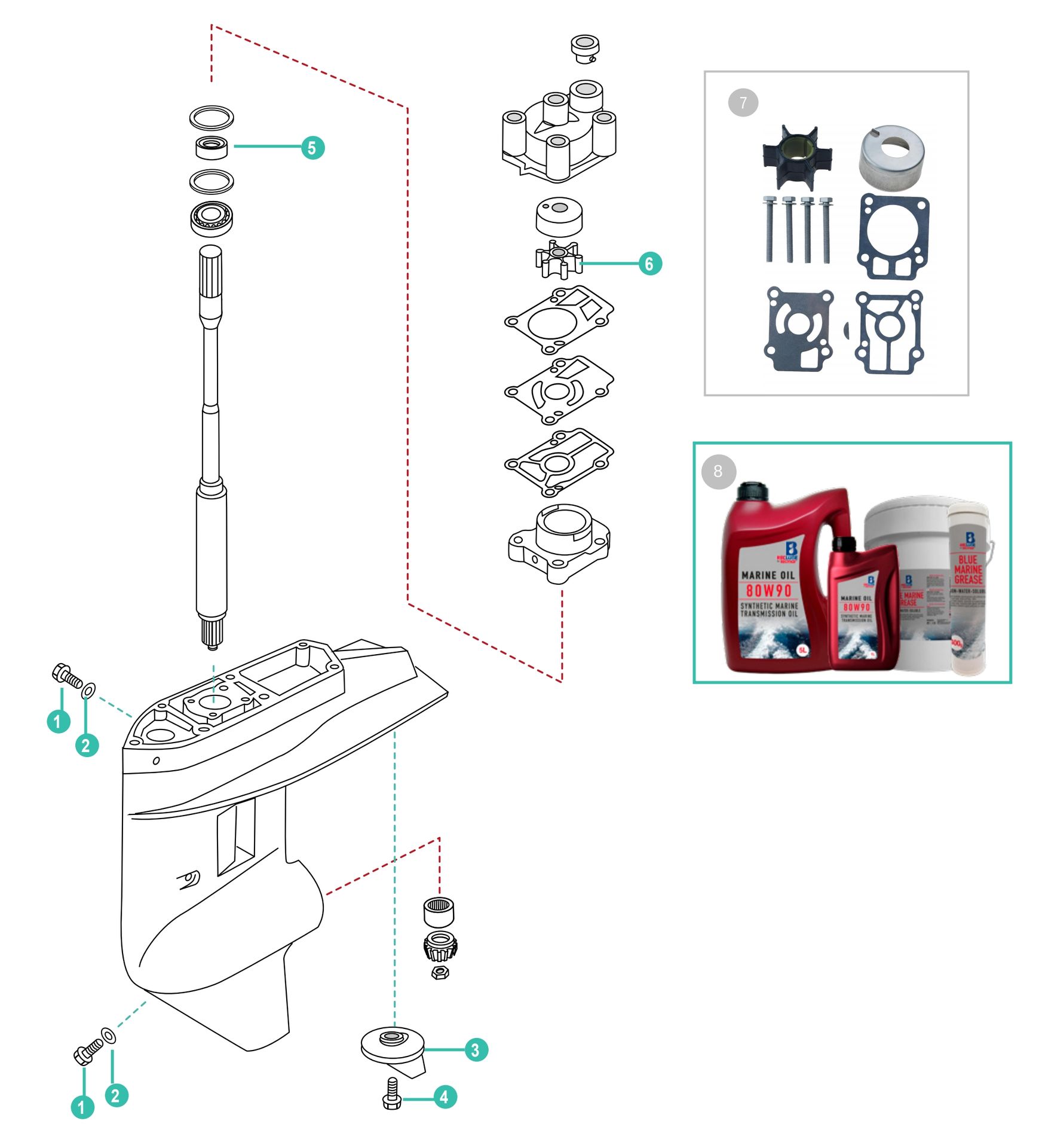 Mercury Mariner 25 / 30 PS EFI Ersatzteile für Unterwasserteil
