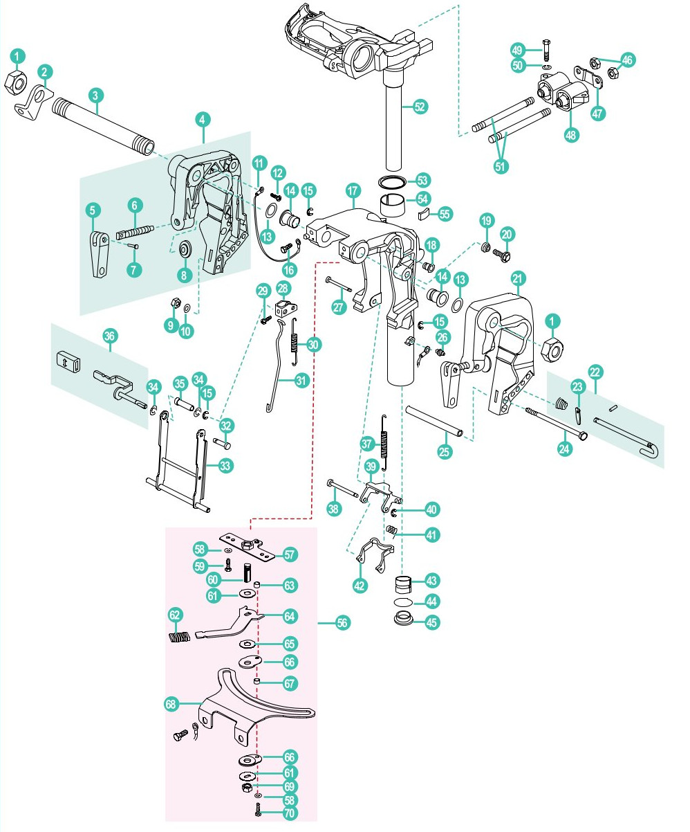 Parsun F15 A, F20 A - Halterung