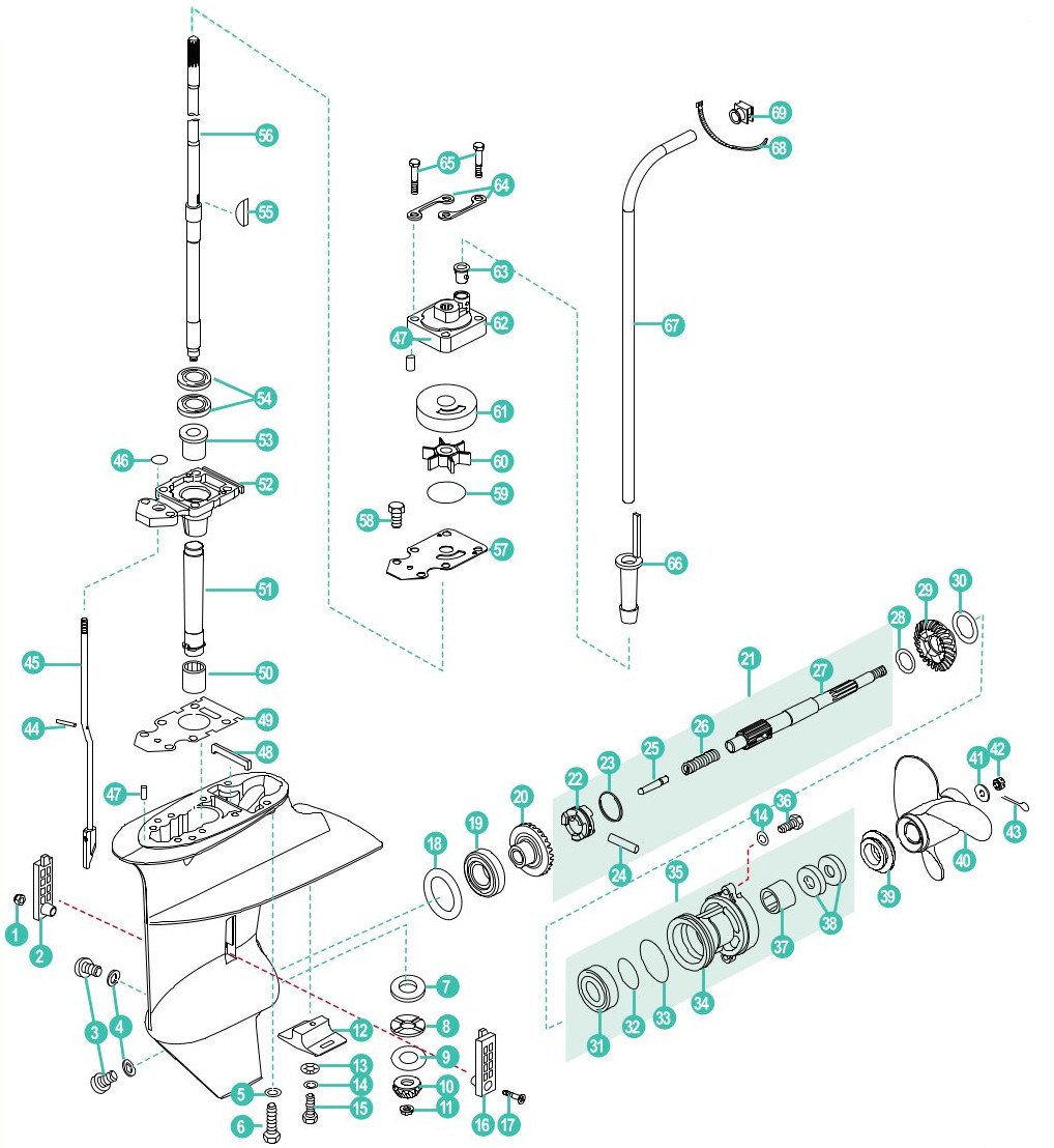 Parsun F15 A, F20 A - Unterwasserteil
