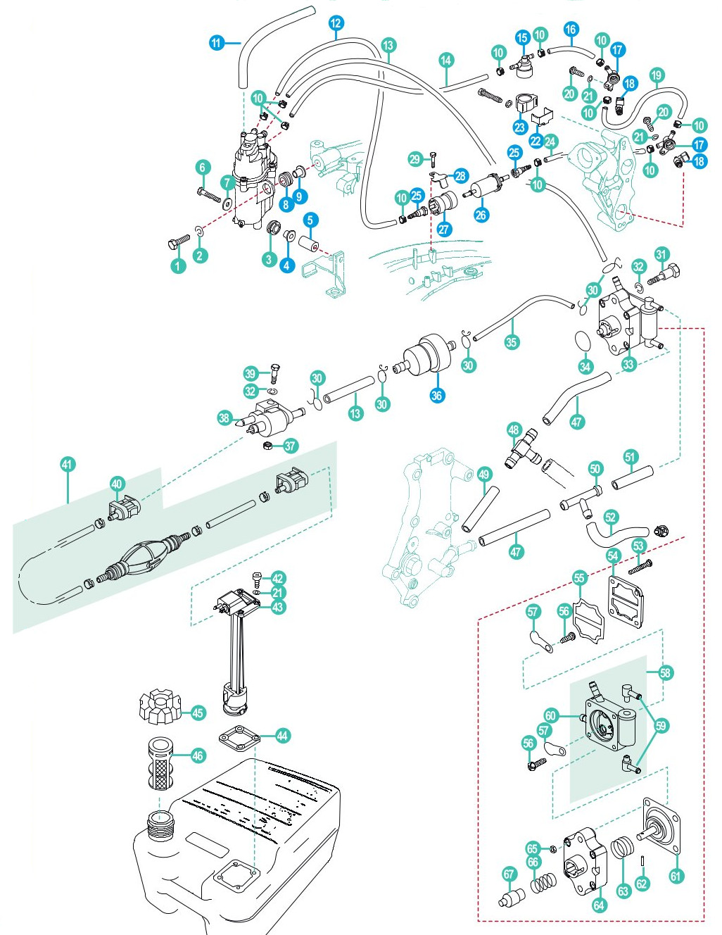 Parsun F15 A, F20 A - Kraftstoffsystem EFI Modelle