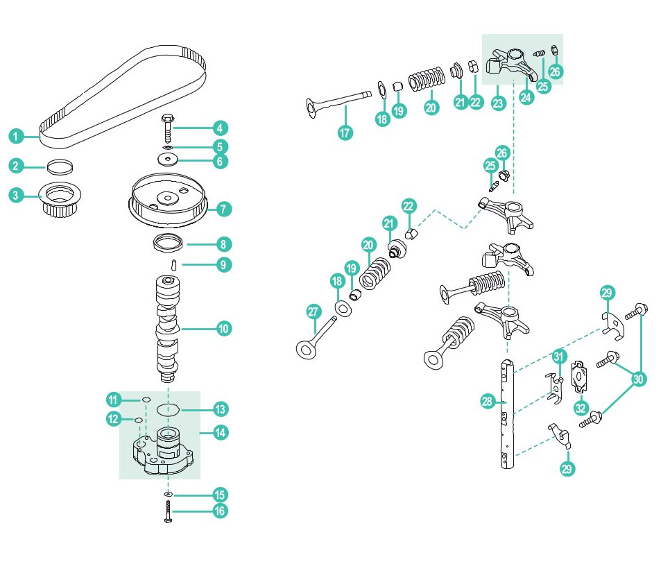 Parsun F25 - VALVE AND CAMSHAFT