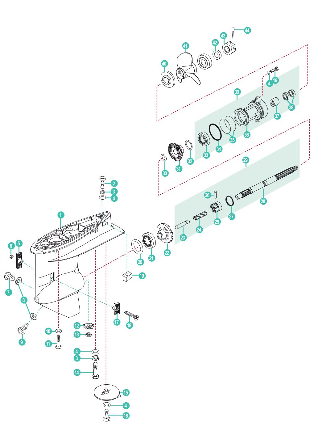Parsun F30, F40, F15Pro - Unterwasserteil Propellerwelle