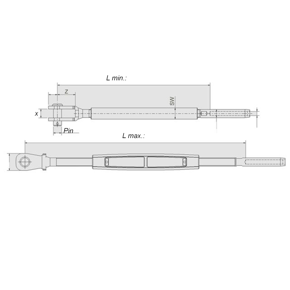 Wantenspanner Gabel-Term 7/16 6mm maße