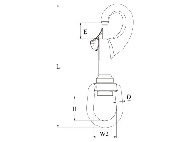 Schnapphaken mit Wirbelauge 64mm