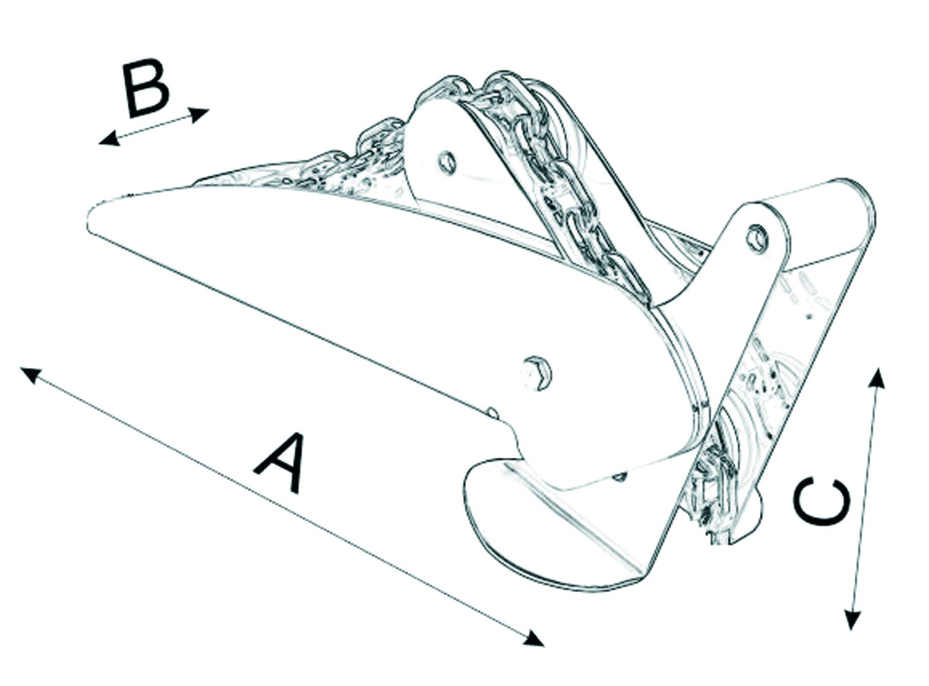 NIRO Ankerbugrolle  A=650mm  B=90mm  C=100mm ( kippbar  bis 30 0kg )