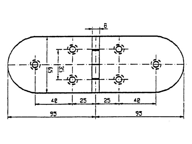 Scharnier 190x65mm 180°