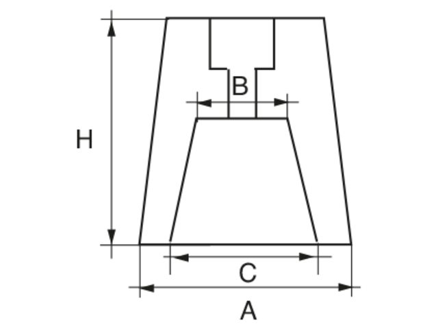 Wellen-Anode konisch Zink 35mm