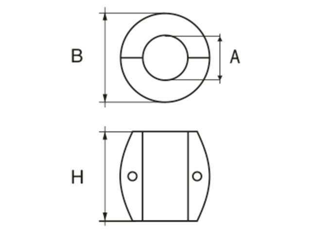 Wellen-Anode Kugelform Aluminium 35mm