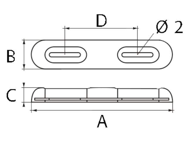 Rumpf-Anode aufschraubar Magnesium 320x65x35mm