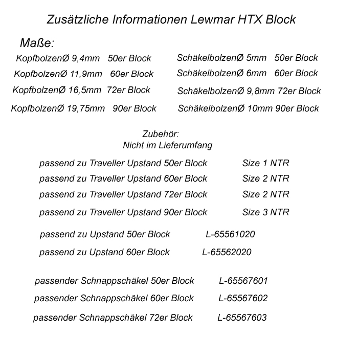 Lewmar 29196021 HTX Block 1-scheibig mit Gabelkopf Tau 12mm