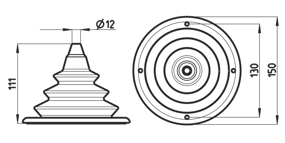 Kabeldurchführung / Balgen mit Montagering Schwarz D=150 mm