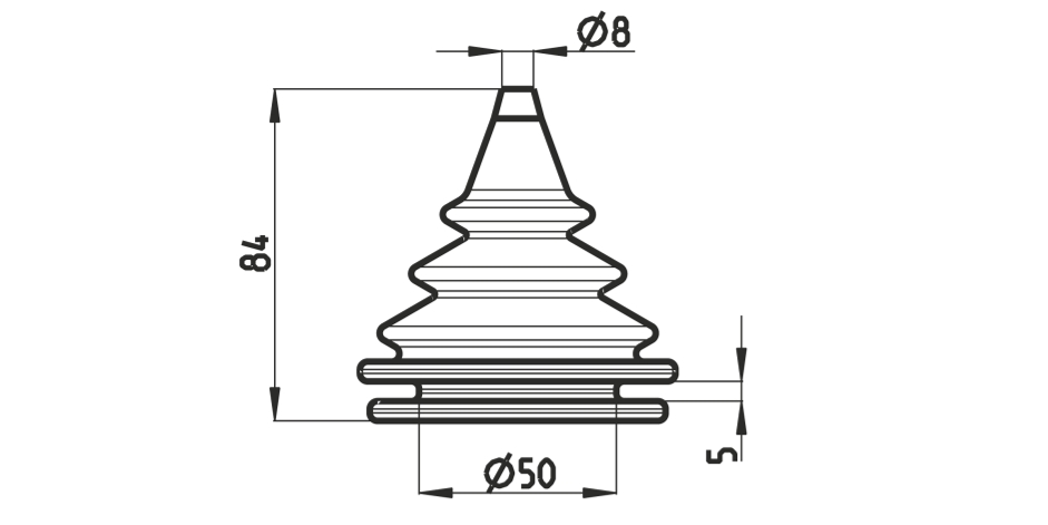 Kabeldurchführung / Balgen ohne Montagering Schwarz D=50 mm