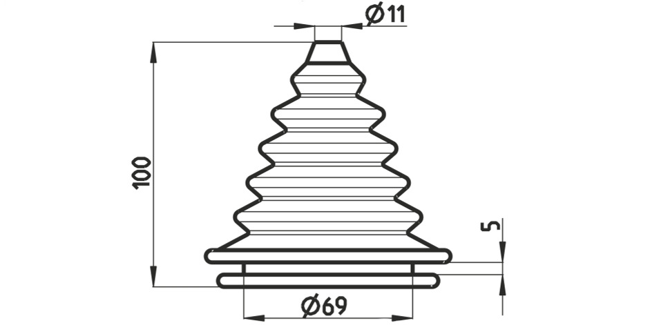 Kabeldurchführung / Balgen ohne Montagering Weiß D=69 mm