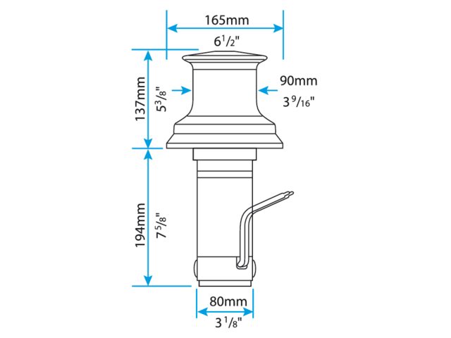 Lewmar Ankerwinde / Verholwinde Capstan C3 24V Maße