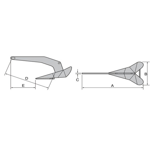 Lewmar Delta Anker Manganstahl galvanisiert 25kg / 55lbs Maße