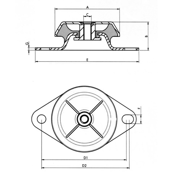 Allpa Equi-Frequency Motorlager max. Last 400N Maße