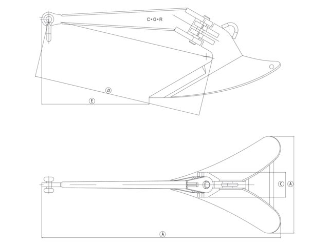 Lewmar CQR Anker-New Style verzinkt 16kg/35lbs Maße