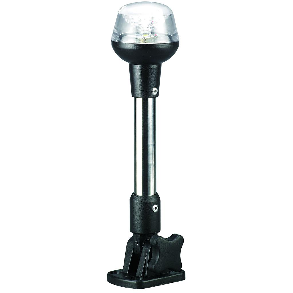 LED Navigations Stablaterne  12V  360º  LED 1x 0 5W  schwarz Kunststoff Gehäuse mit klare Linse  NIRO-Rohr mit verstellbarem Kunststoff fuß  H=635mm