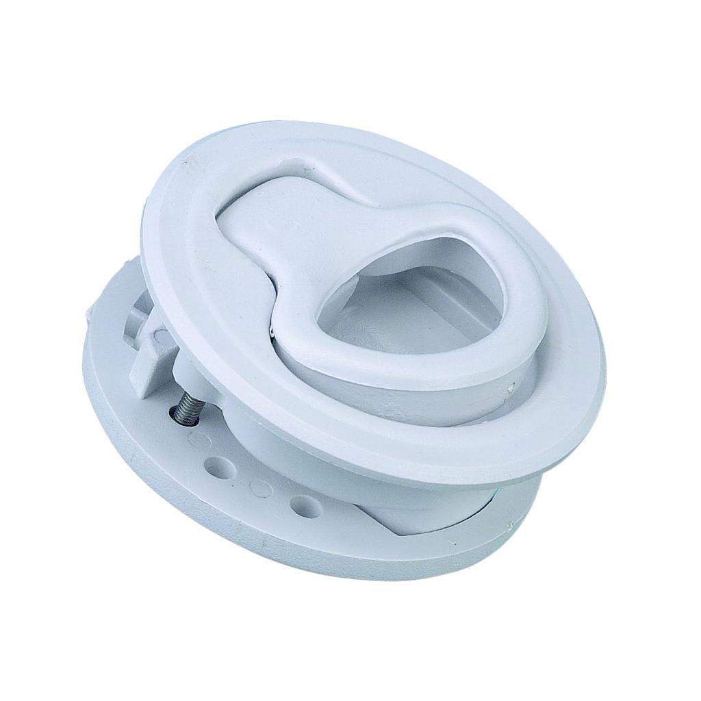 Kunststoff Einlaßgriff für Luken und Türe ohne Schloß  Ø60mm  Gatmaat Ø50mm  weiss