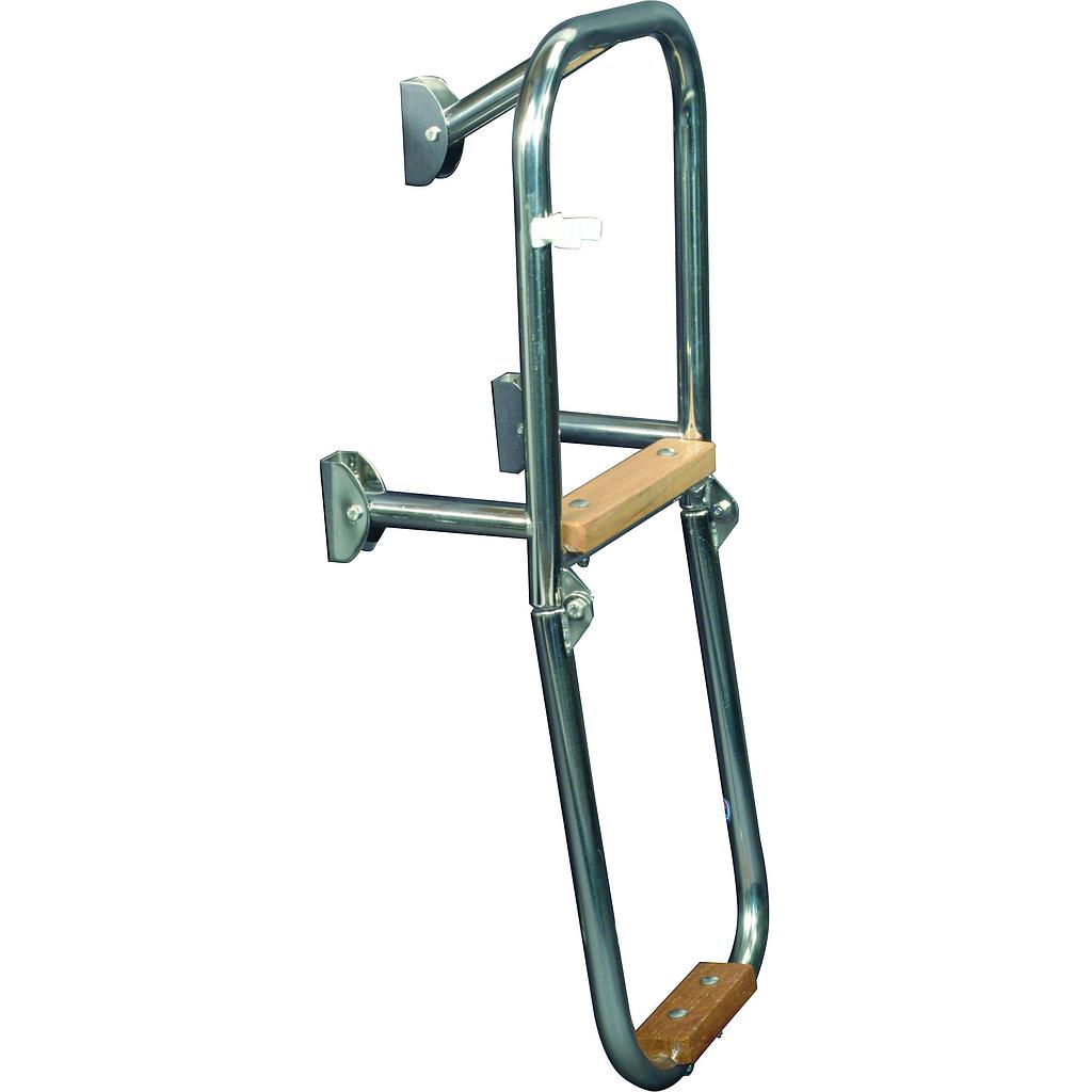 NIRO Badeleiter  2-Stufen mit Holz ausgekleidet