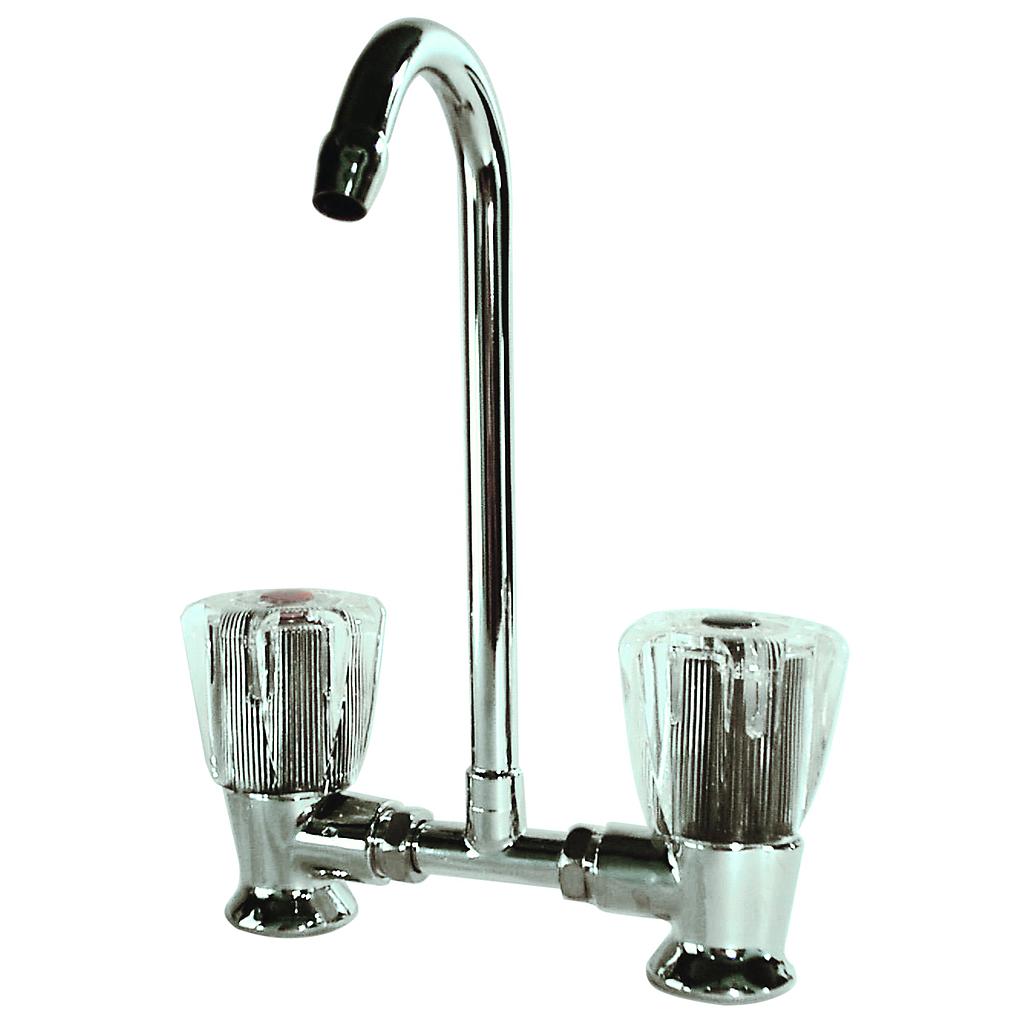 Verchromter Mischhahn mit schwenken Auslauf