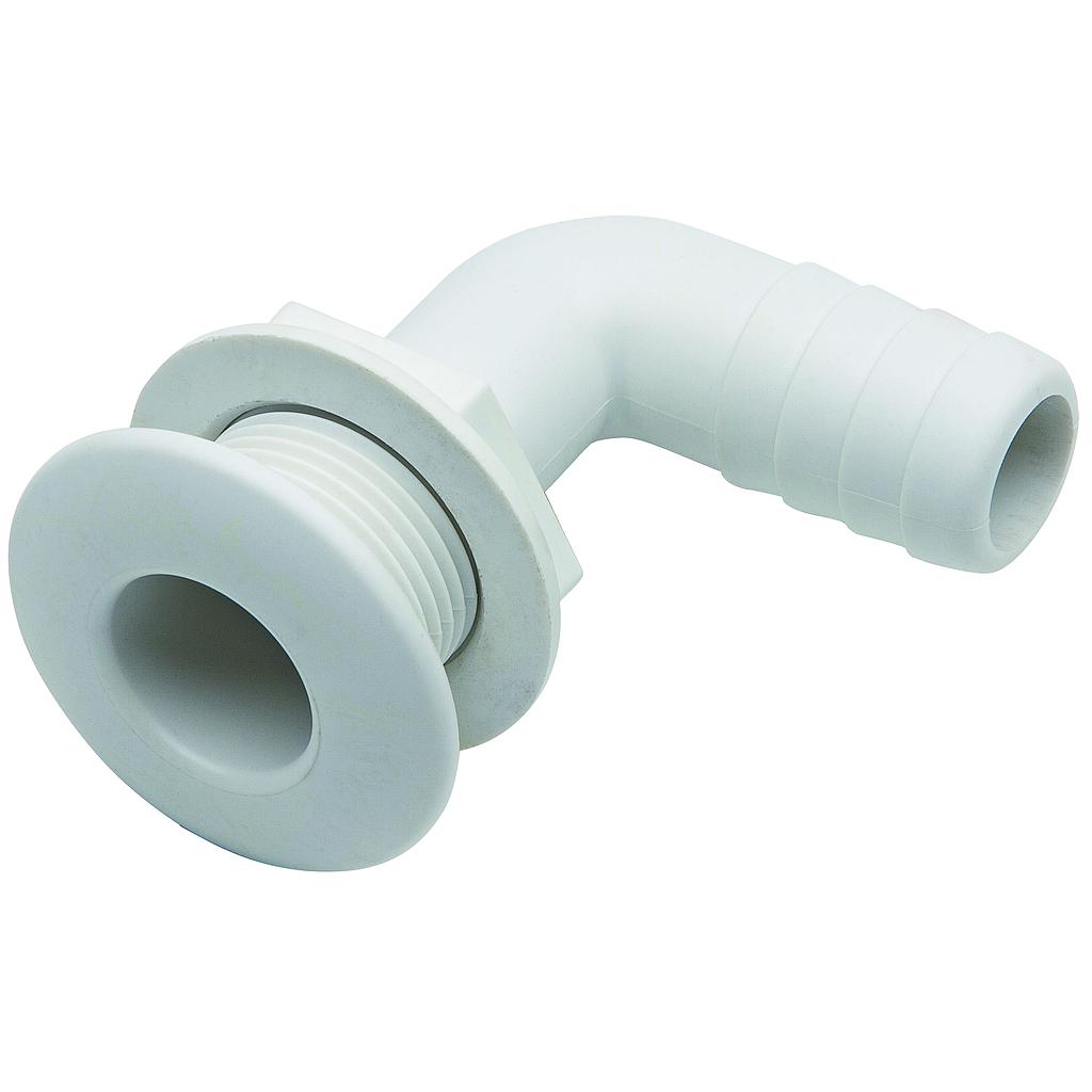 Kunststoff rechtwinklig Borddurchlass  Ø1-1/2 x 38mm  weiß"