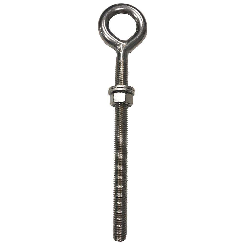 Ringbout RVS met vaste ring  M-8  100mm