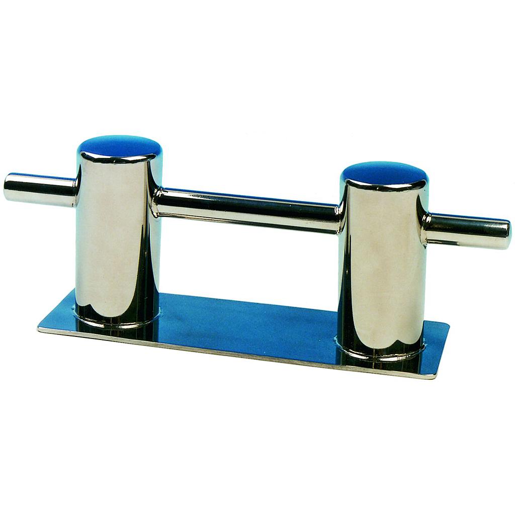 NIRO Doppel-Poller mit Fußplatte  Bolzenmontage  Ø50mm  240x80x110mm ( lxbxh )  Stock 300mm ( Lochabstand: 160mm )