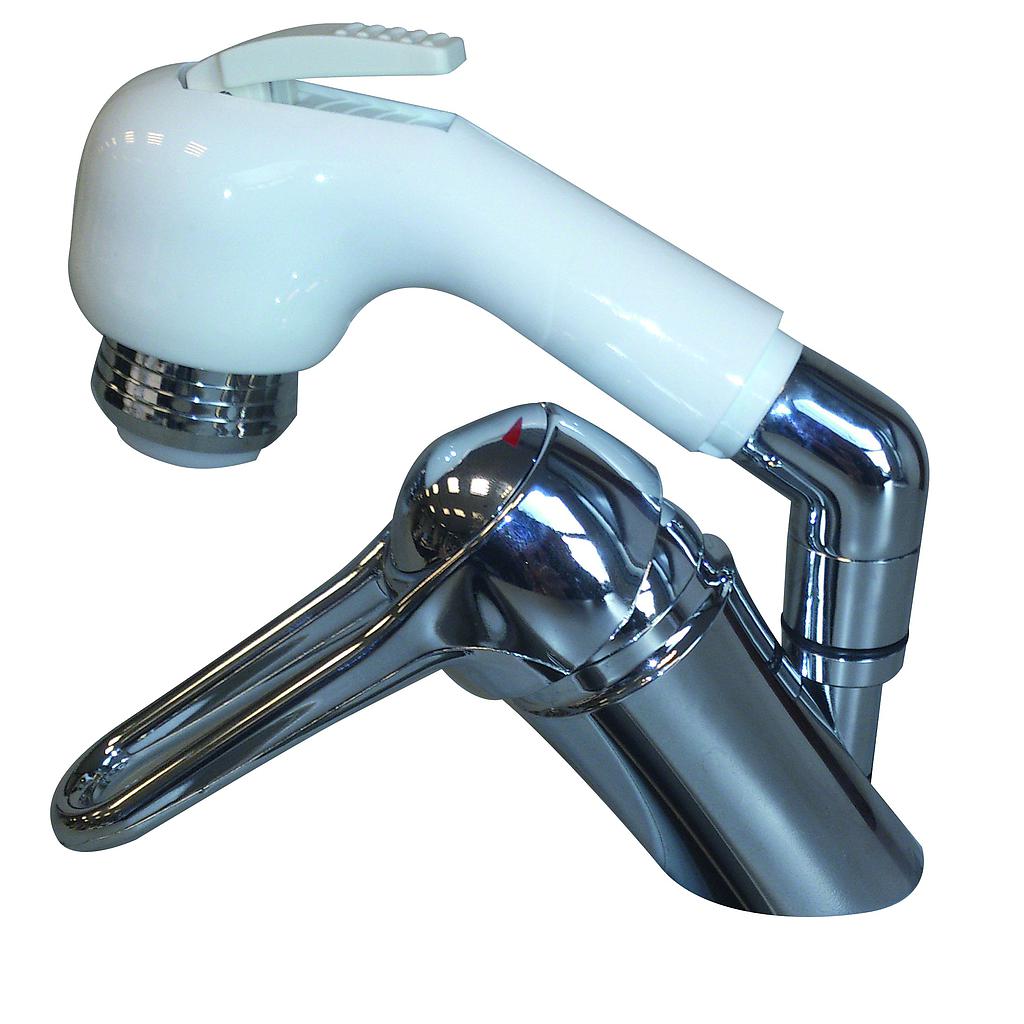 Verchromter 1-Knopf Mischhahn mit Handdusche