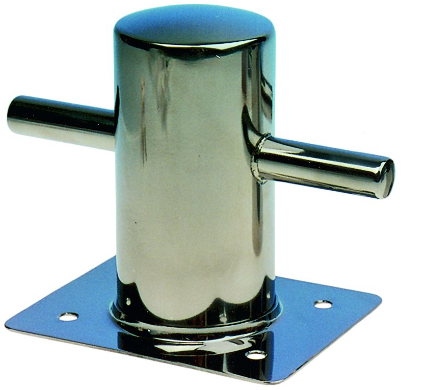 NIRO Poller mit Fußplatte  Ø50mm  90x90x90mm ( lxbxh )