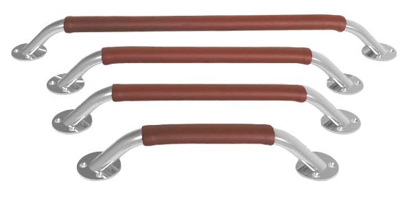 NIRO Handlauf mit Leder-Überzug  Ø24x20mm ( oval )  H=73mm  L=430mm