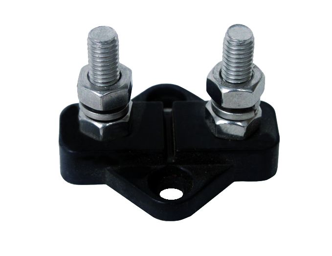 Isolierter Anschluß  Zinn Platte aus ABS  2x 6mm  Schwarz