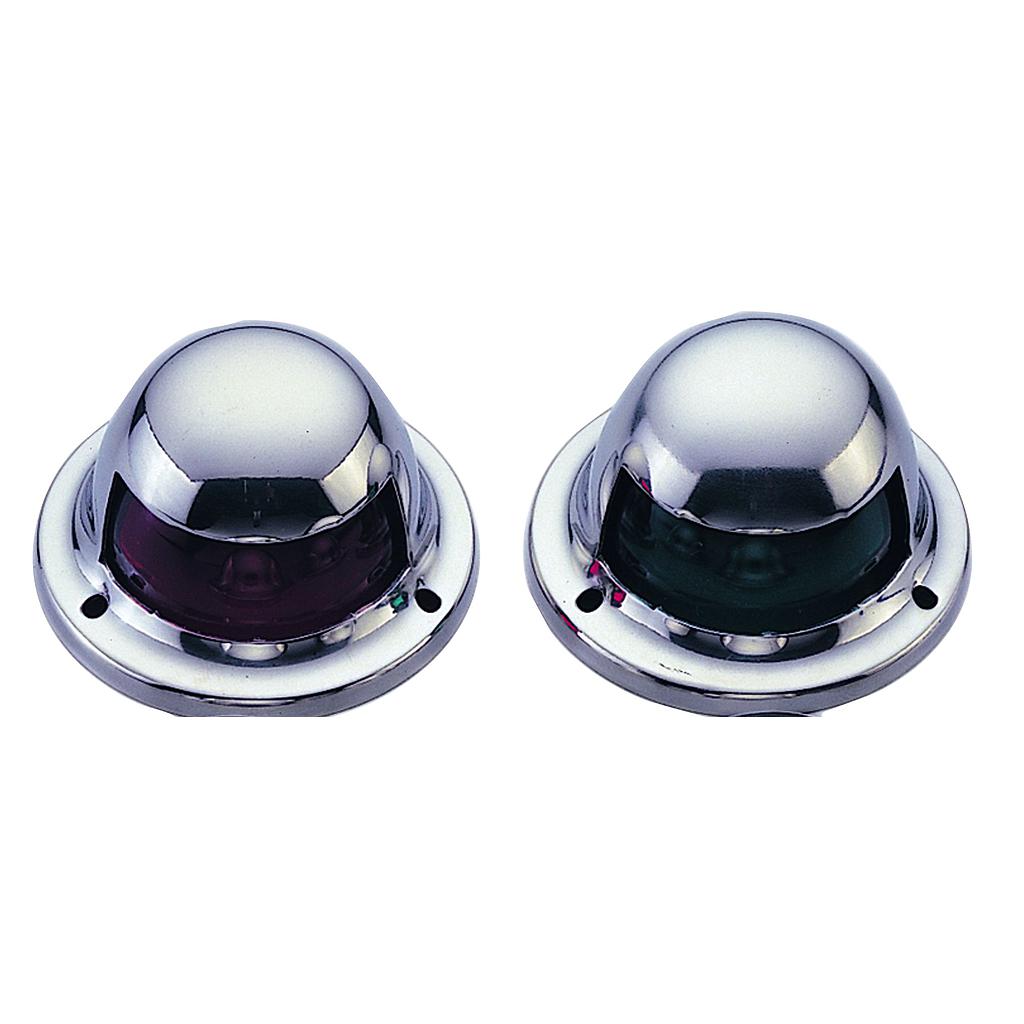 Positionlaterne für back- und Steuerbord ( Deck Montage )  12V / 3W  NIRO Gehäuse mit rot / grüne Linse  57x35mm ( dxh )  Leuchtmittel: BA15d